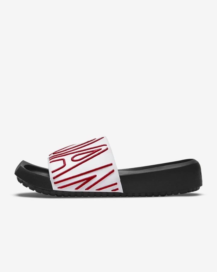 Chanclas Nike Jordan NOLA Mujer Blancas Negras Rojas | RVEGB-5439
