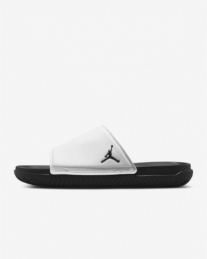 Chanclas Nike Jordan Play Hombre Blancas Gris Plateadas Negras | ACQSE-7639