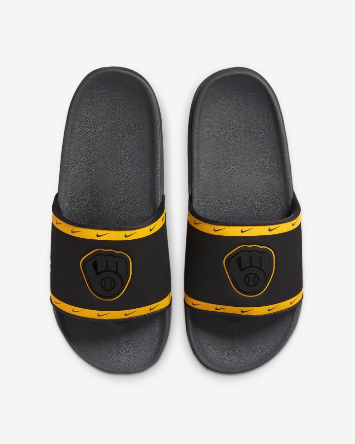 Chanclas Nike Offcourt (MLB Cleveland) Hombre Negras Azul Marino Gris | HTMNO-5901