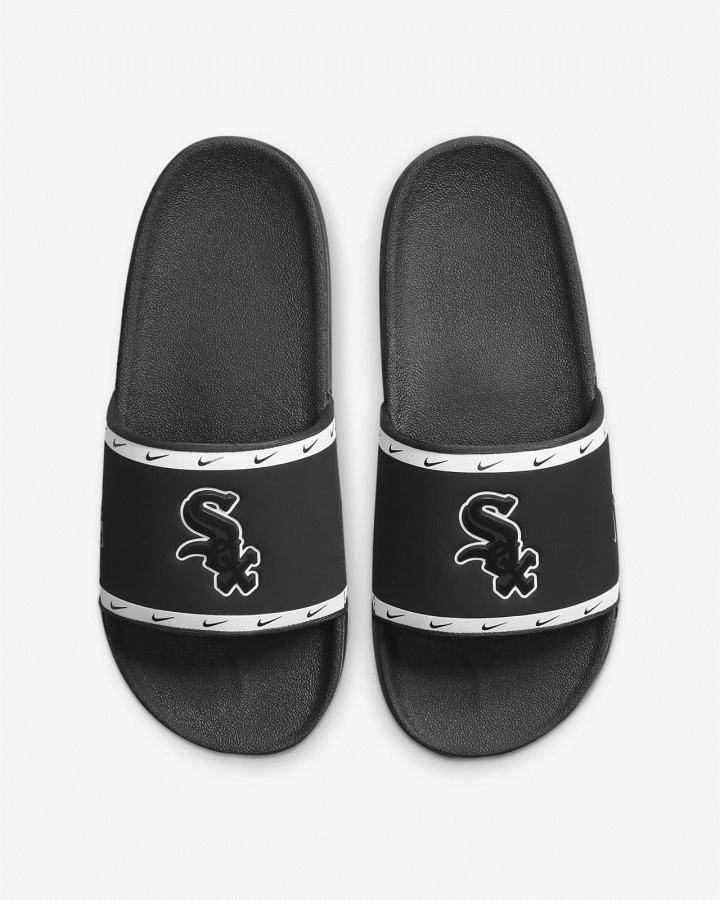 Chanclas Nike Offcourt (MLB Cleveland) Hombre Negras Blancas Negras Gris | PWIKF-7906