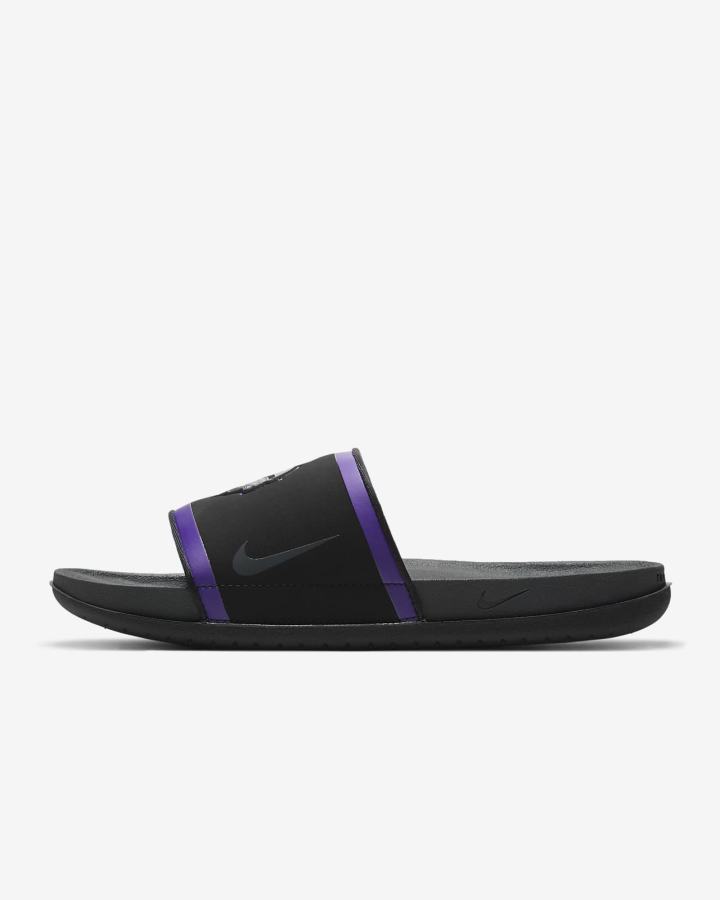 Chanclas Nike Offcourt (NFL Carolina Panthers) Hombre Negras Moradas Doradas Gris | KJOQC-1947