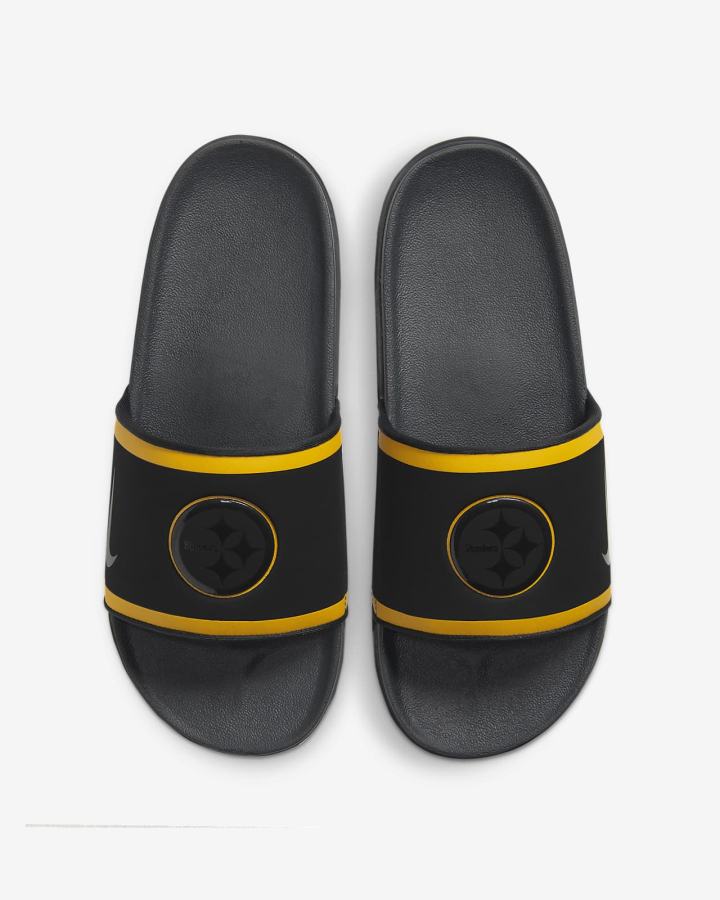 Chanclas Nike Offcourt (NFL Carolina Panthers) Hombre Negras Doradas Negras Gris | ZVOLH-5274
