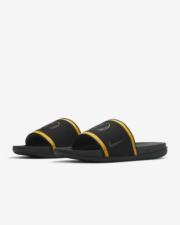 Chanclas Nike Offcourt (NFL Carolina Panthers) Hombre Negras Doradas Negras Gris | ZVOLH-5274