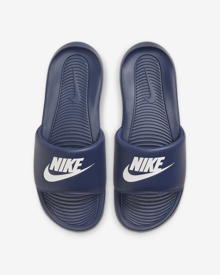 Chanclas Nike Victori One Hombre Azul Marino Blancas | DKNFU-5197