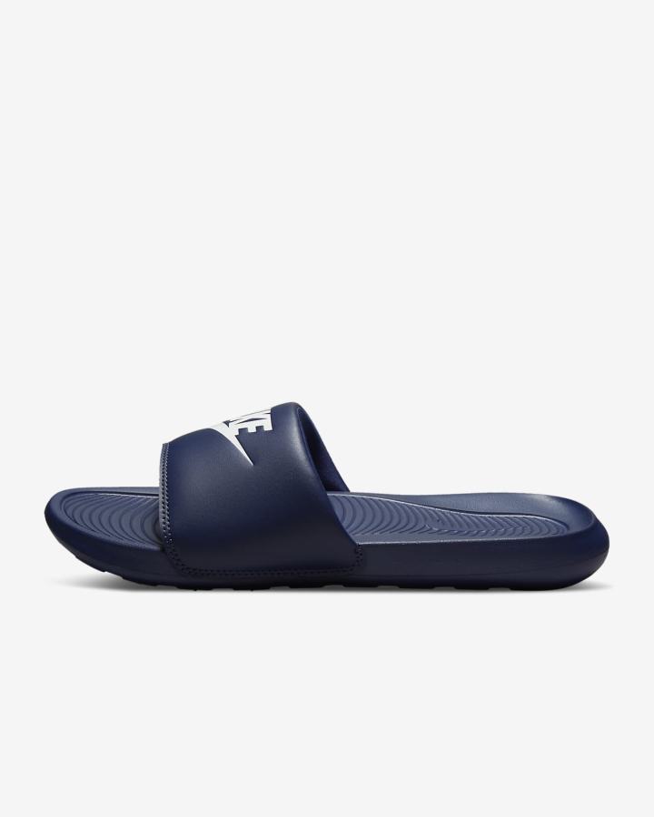 Chanclas Nike Victori One Hombre Azul Marino Blancas | DKNFU-5197