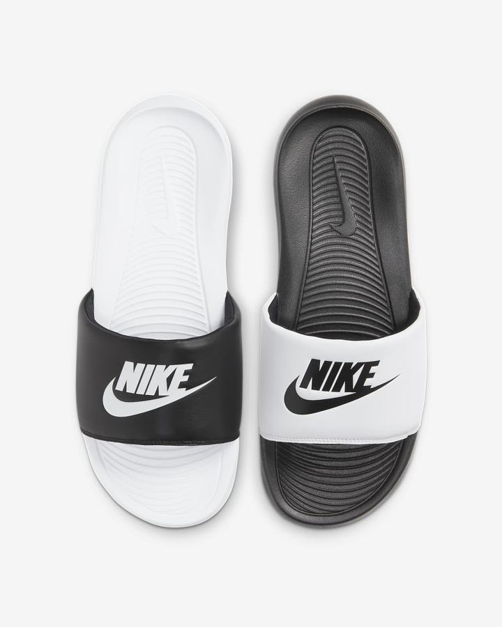 Chanclas Nike Victori One Hombre Blancas Negras | DAJIT-4359
