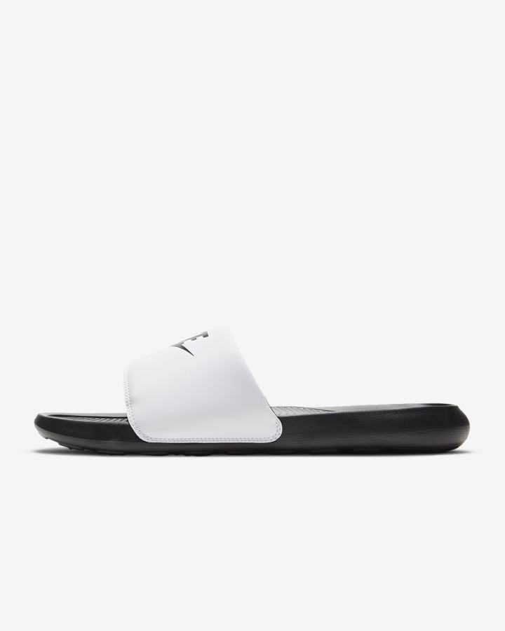 Chanclas Nike Victori One Hombre Blancas Negras | DAJIT-4359