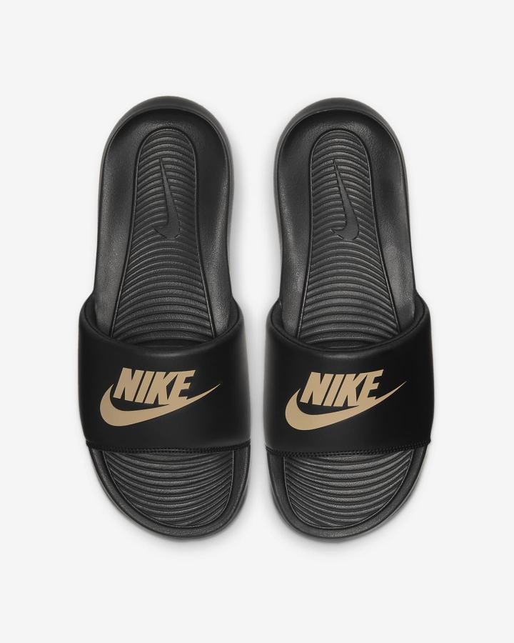 Chanclas Nike Victori One Hombre Negras Metal Doradas | IXBPV-3576