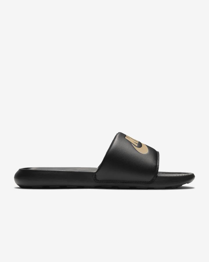 Chanclas Nike Victori One Hombre Negras Metal Doradas | IXBPV-3576