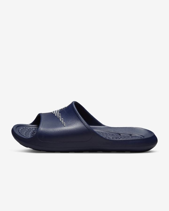 Chanclas Nike Victori One Shower Hombre Azul Marino Blancas | ISRYO-2863
