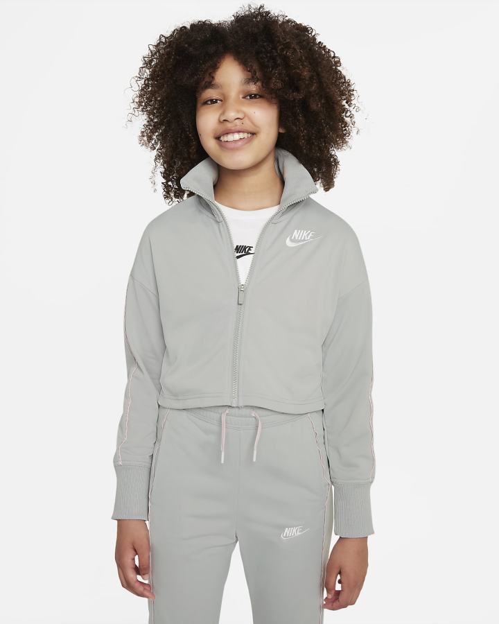 Chandals Nike Sportswear Kids High-Waisted Tracksuit Niña Gris Claro Rosas Blancas | DXAJI-8239