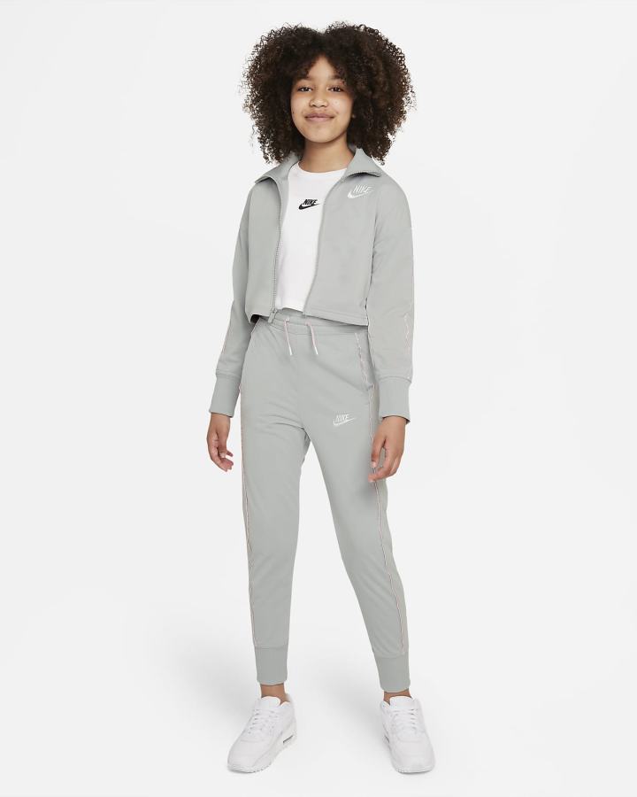 Chandals Nike Sportswear Kids High-Waisted Tracksuit Niña Gris Claro Rosas Blancas | DXAJI-8239