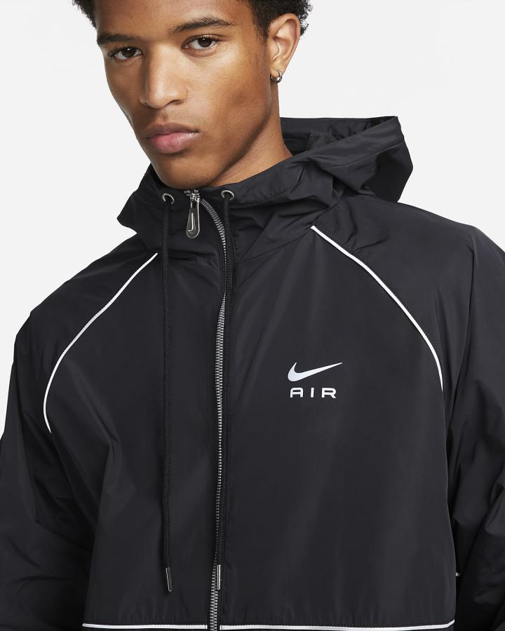 Chaquetas Nike Air Full-Zip Hooded Woven Hombre Negras Blancas | STEQI-6135