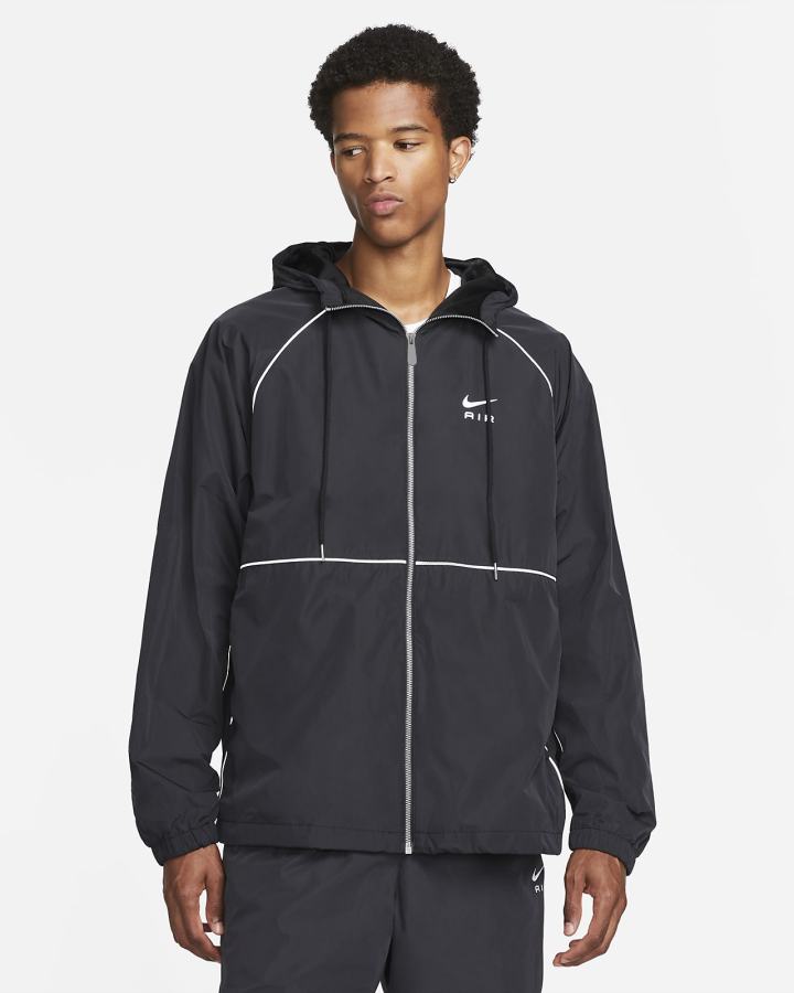 Chaquetas Nike Air Full-Zip Hooded Woven Hombre Negras Blancas | STEQI-6135
