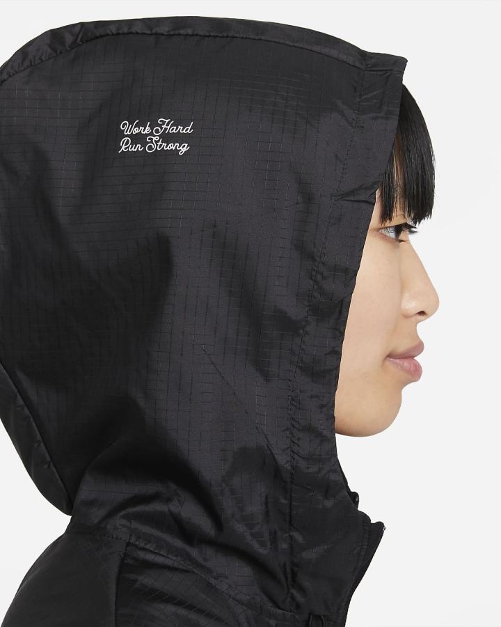 Chaquetas Nike Essential Boston Running Mujer Negras Blancas | GJAEQ-3786