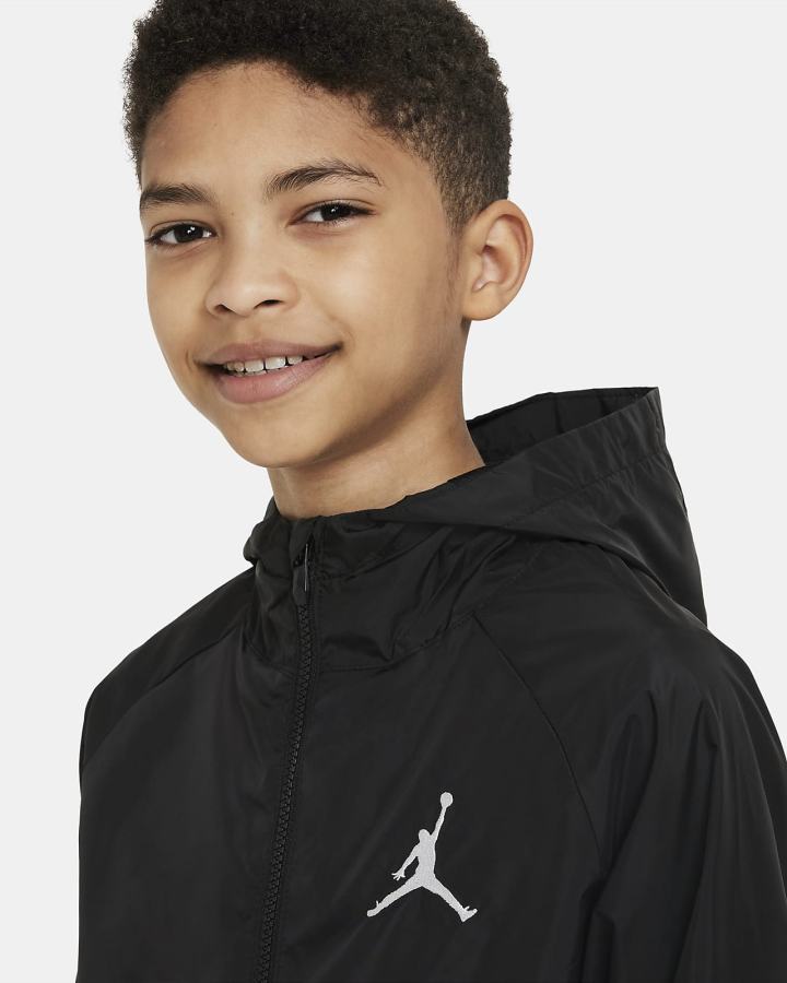 Chaquetas Nike Jordan Kids Full-Zip Niño Negras Blancas | HSRAO-4609