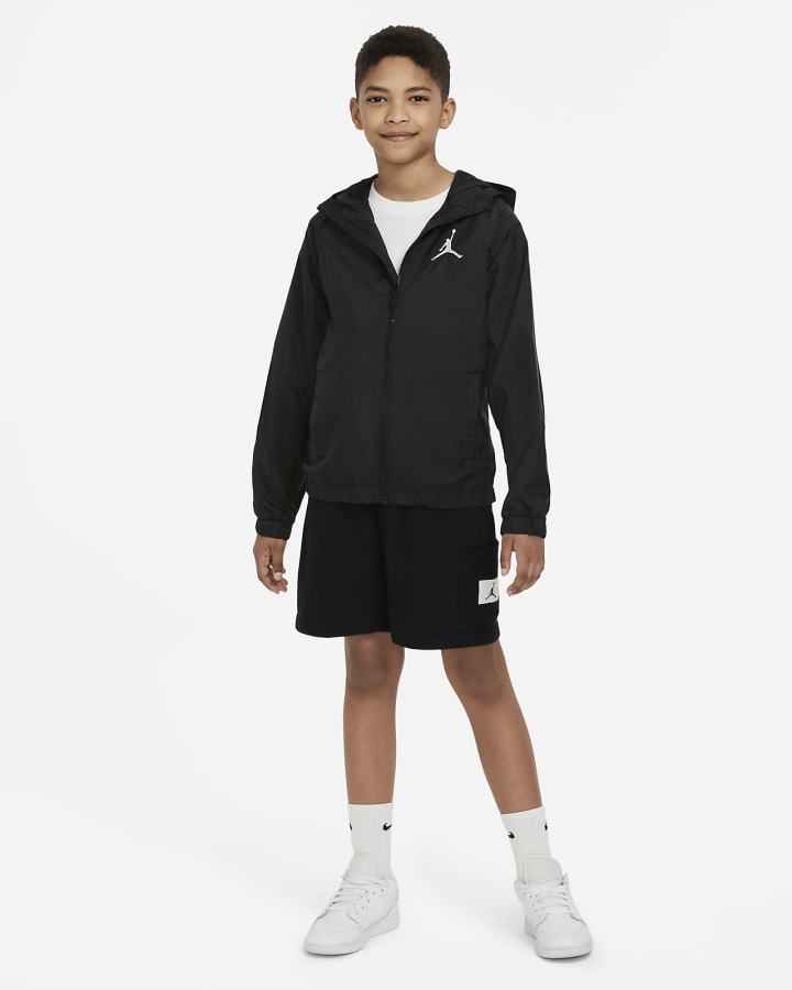 Chaquetas Nike Jordan Kids Full-Zip Niño Negras Blancas | HSRAO-4609
