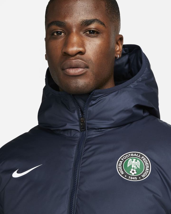 Chaquetas Nike Nigeria Strike Storm-FIT Soccer Down Hombre Obsidian Blancas | IFDUM-5639