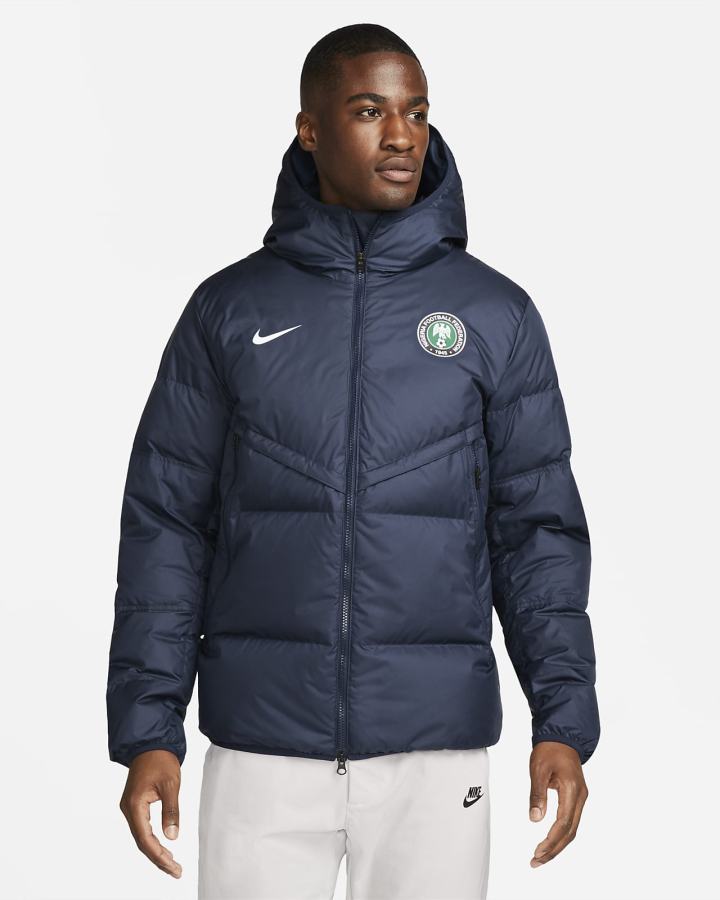 Chaquetas Nike Nigeria Strike Storm-FIT Soccer Down Hombre Obsidian Blancas | IFDUM-5639