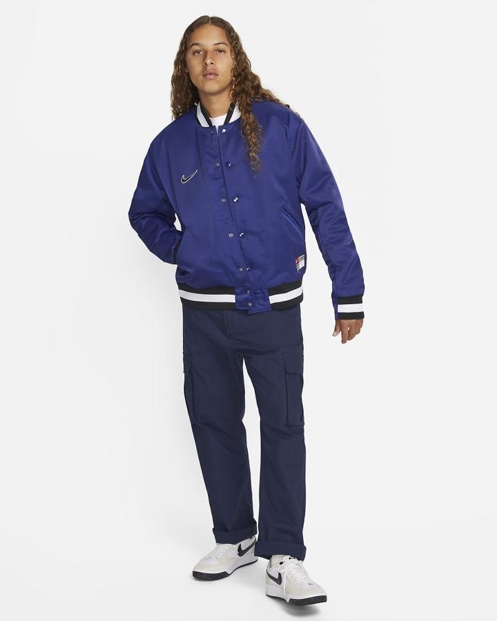 Chaquetas Nike SB Varsity Skate Hombre Azul Real Azules Negras Blancas | JHZKF-1239