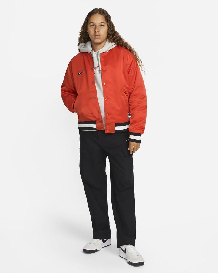 Chaquetas Nike SB Varsity Skate Hombre Negras Blancas | VFYXM-2473