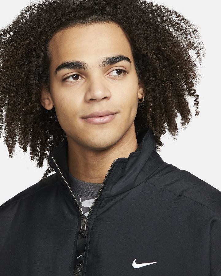 Chaquetas Nike Solo Swoosh Satin Bomber Hombre Negras Blancas | CEJHL-5796