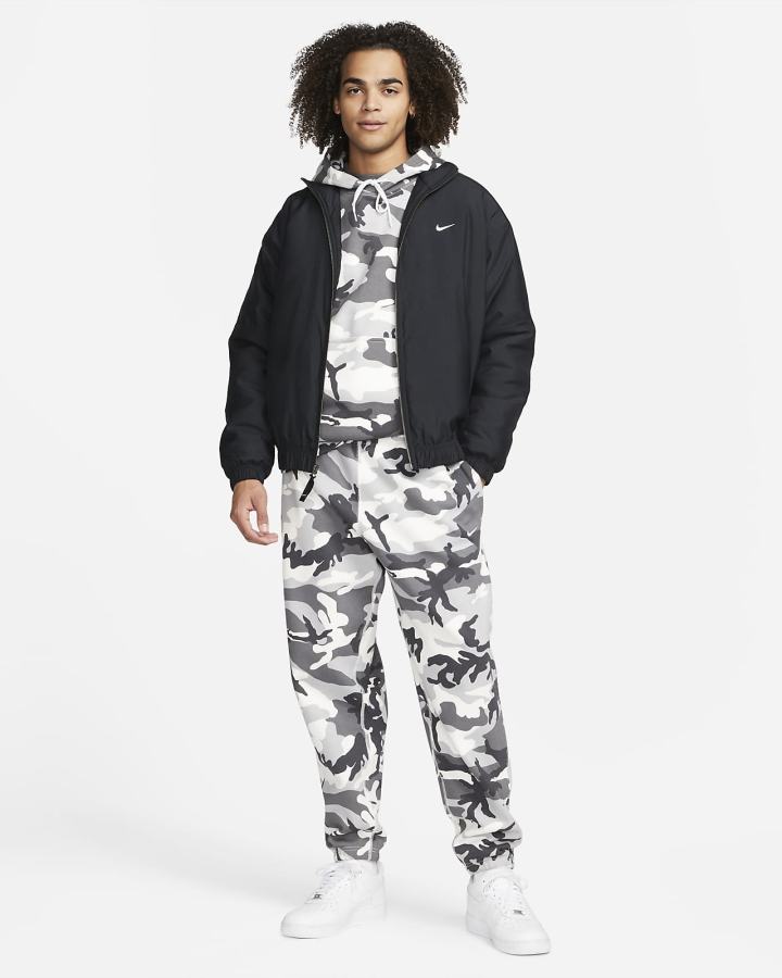Chaquetas Nike Solo Swoosh Satin Bomber Hombre Negras Blancas | CEJHL-5796