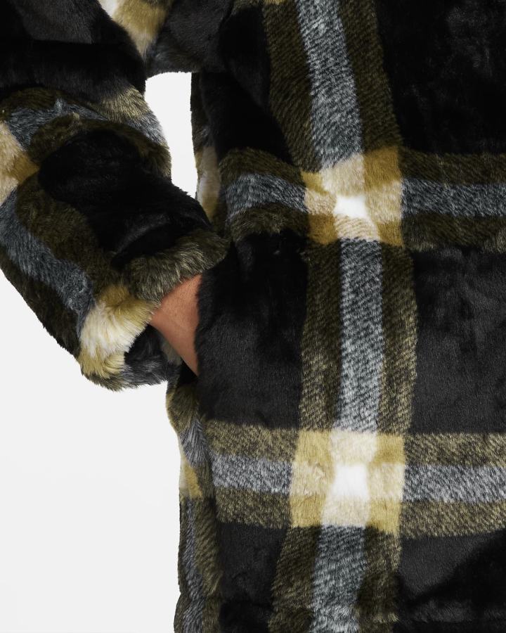 Chaquetas Nike Sportswear Faux-Fur Mujer Negras Blancas | TPSHI-0798