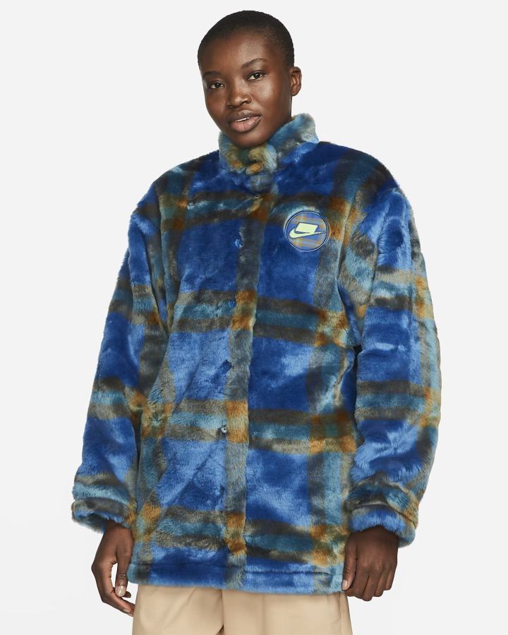 Chaquetas Nike Sportswear Faux-Fur Mujer Azules Verde | ZOJSW-6743