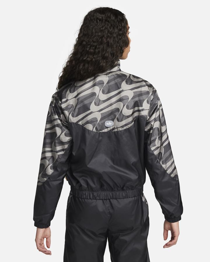 Chaquetas Nike Sportswear Icon Clash Woven Allover Print Mujer Negras Blancas | SAEWN-0842