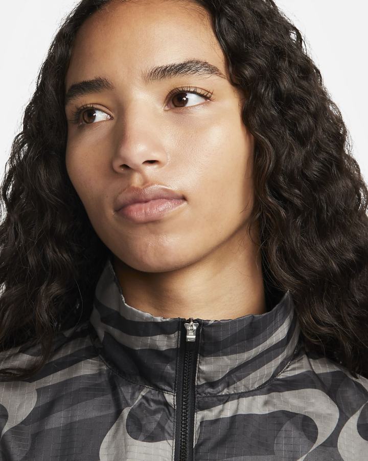 Chaquetas Nike Sportswear Icon Clash Woven Allover Print Mujer Negras Blancas | SAEWN-0842