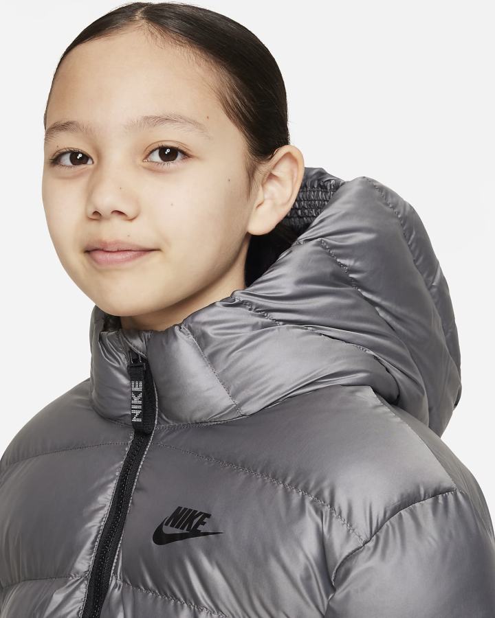 Chaquetas Nike Sportswear Kids Synthetic-Fill Hooded Niña Negras Blancas Negras | IPQYW-5261
