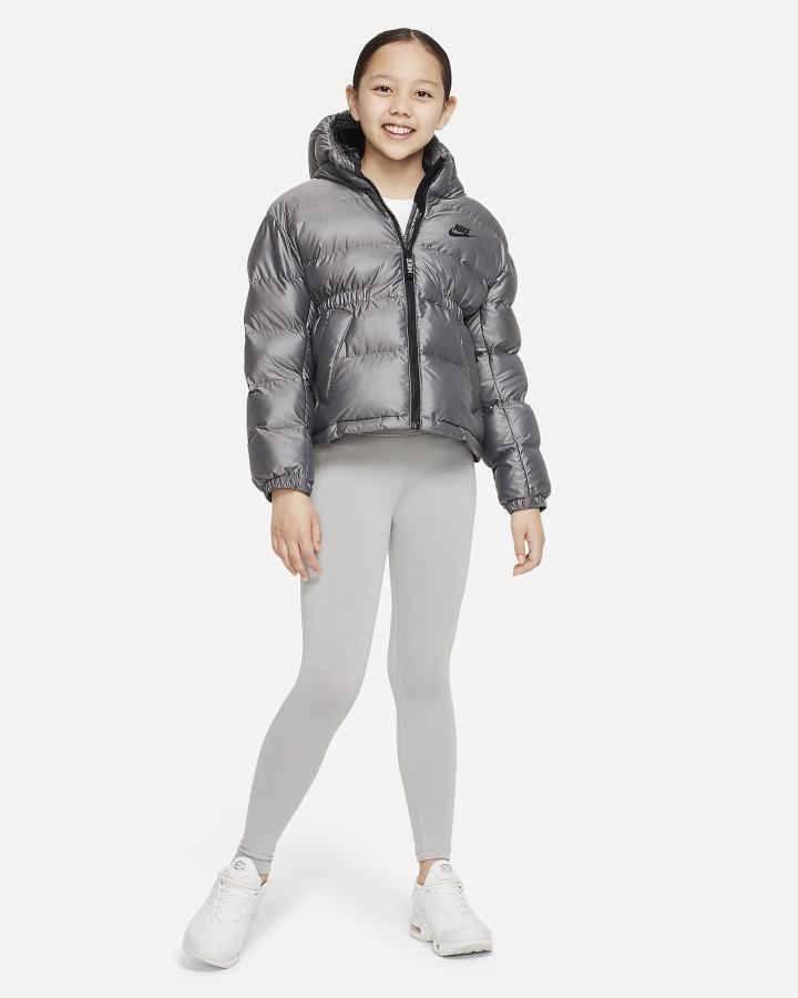 Chaquetas Nike Sportswear Kids Synthetic-Fill Hooded Niña Negras Blancas Negras | IPQYW-5261