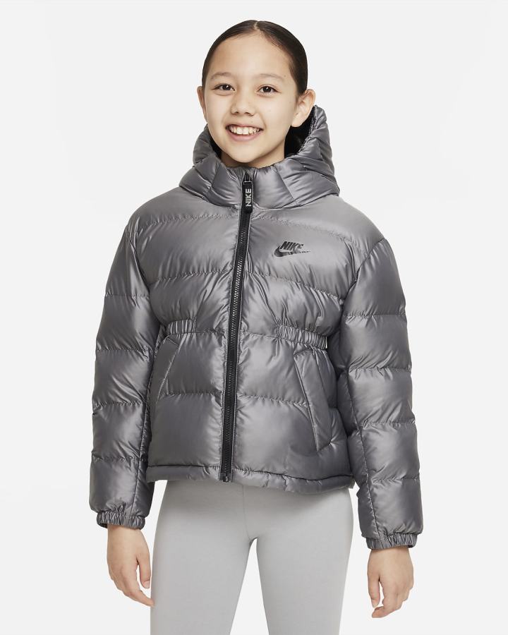 Chaquetas Nike Sportswear Kids Synthetic-Fill Hooded Niña Negras Blancas Negras | IPQYW-5261