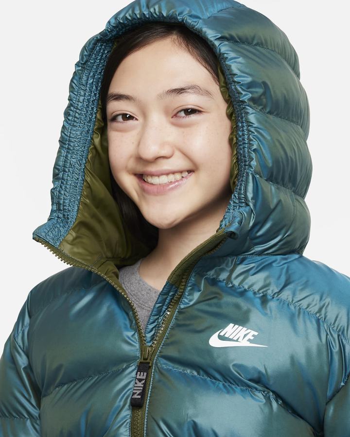 Chaquetas Nike Sportswear Kids Synthetic-Fill Hooded Niña Verde Azules Blancas | RSDOP-1795