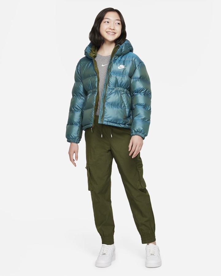 Chaquetas Nike Sportswear Kids Synthetic-Fill Hooded Niña Verde Azules Blancas | RSDOP-1795