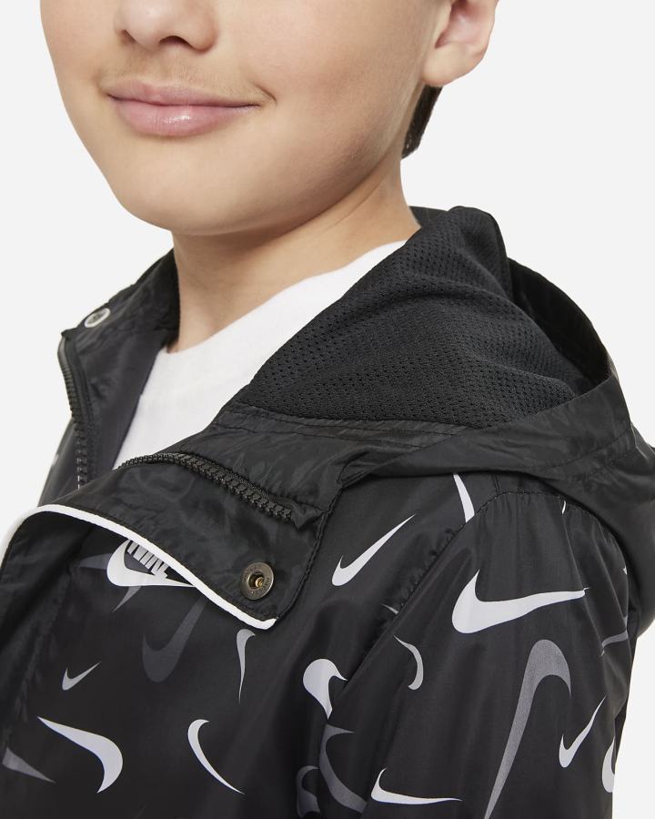Chaquetas Nike Sportswear Kids Woven Printed Anorak Niño Negras Blancas | ESFJZ-9680