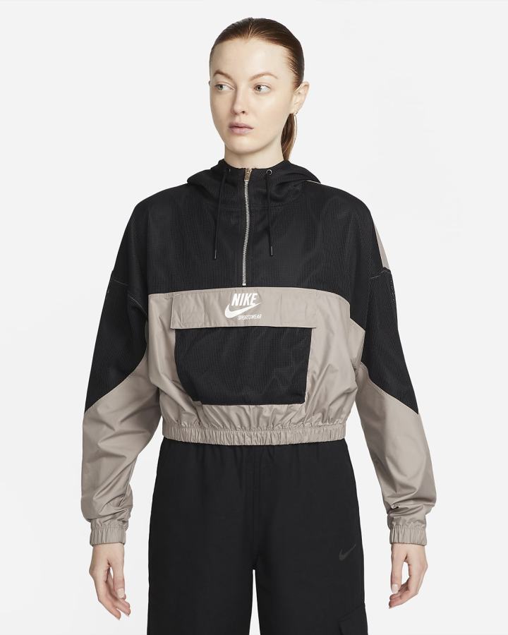 Chaquetas Nike Sportswear Mesh Mujer Negras Kaki Blancas | PHBOC-1289