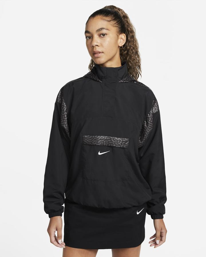 Chaquetas Nike Sportswear Sport Shine 1/4-Zip Woven Mujer Negras Blancas | CYLHJ-8127