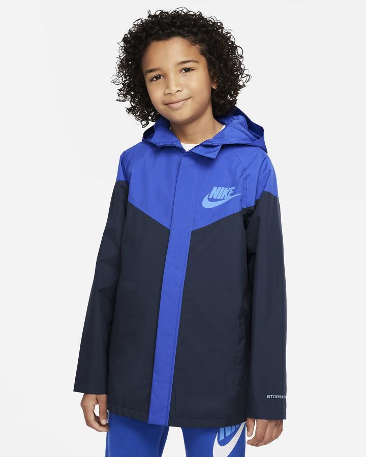 Chaquetas Nike Sportswear Storm-FIT Windrunner Kids Niño Azul Real Azul Marino Azules | MUSBZ-3628