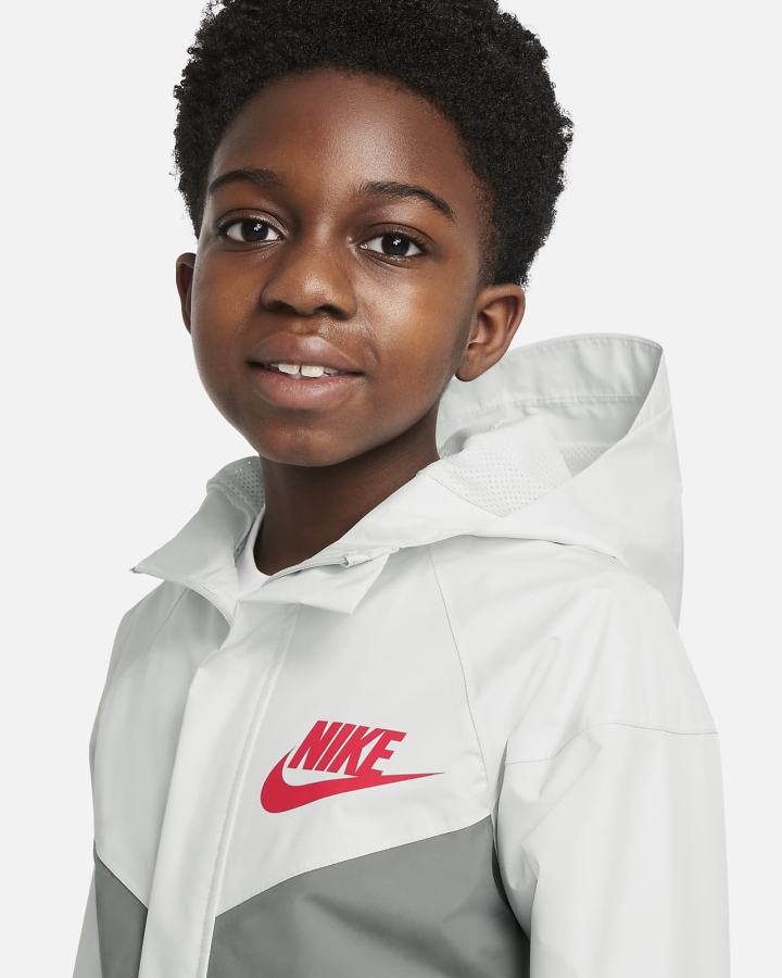 Chaquetas Nike Sportswear Storm-FIT Windrunner Kids Niño Gris Rojas | QESZI-1086