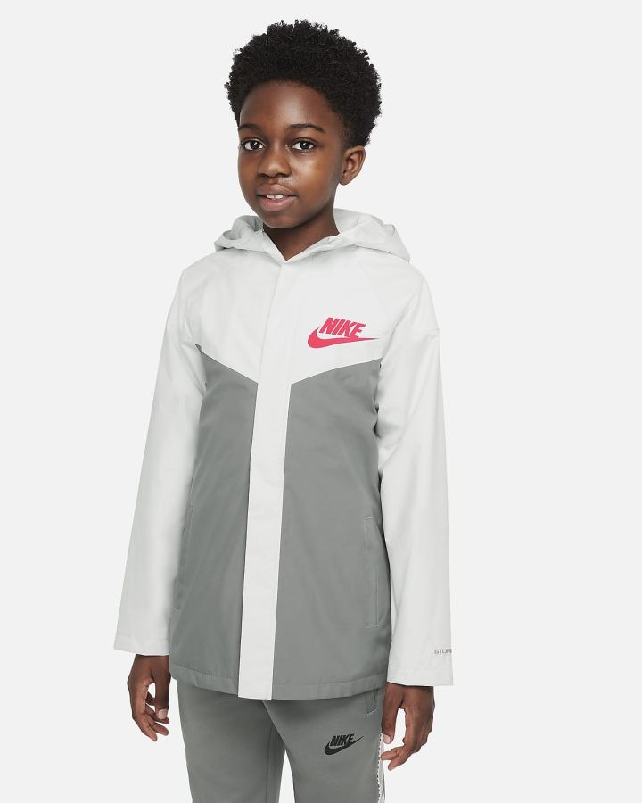 Chaquetas Nike Sportswear Storm-FIT Windrunner Kids Niño Gris Rojas | QESZI-1086