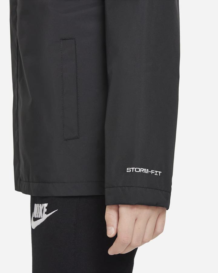 Chaquetas Nike Sportswear Storm-FIT Windrunner Kids Niño Negras Blancas | UPTML-6785