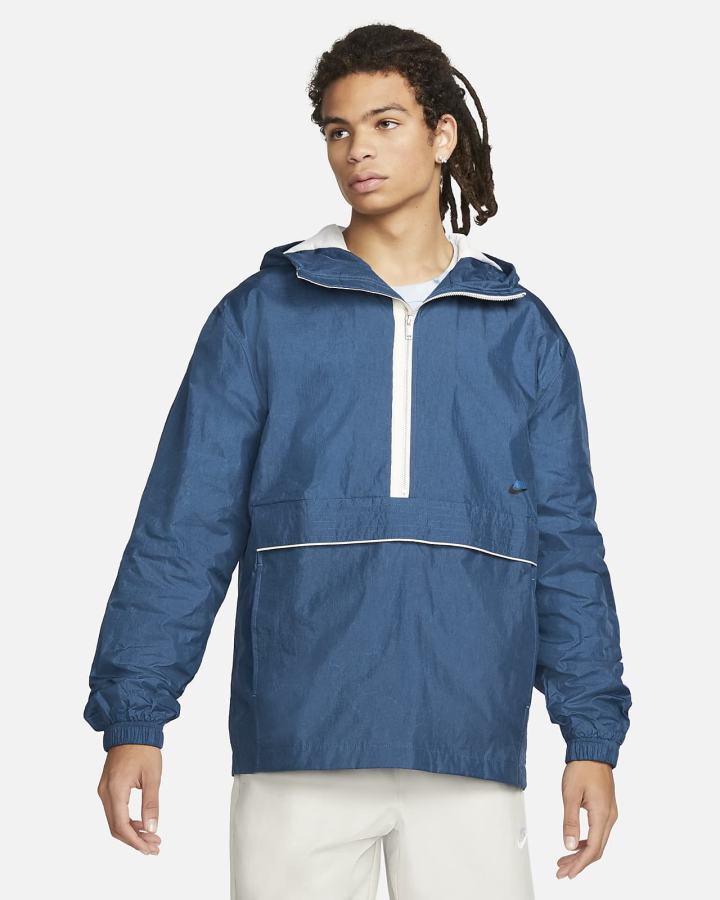 Chaquetas Nike Sportswear Style Essentials Lined Anorak Hombre Azules Oscuro Plateadas | PKSFG-0125