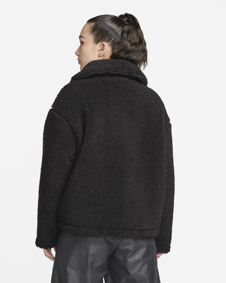 Chaquetas Nike Sportswear Swoosh Full-Zip Mujer Negras Blancas | BRSCA-6285