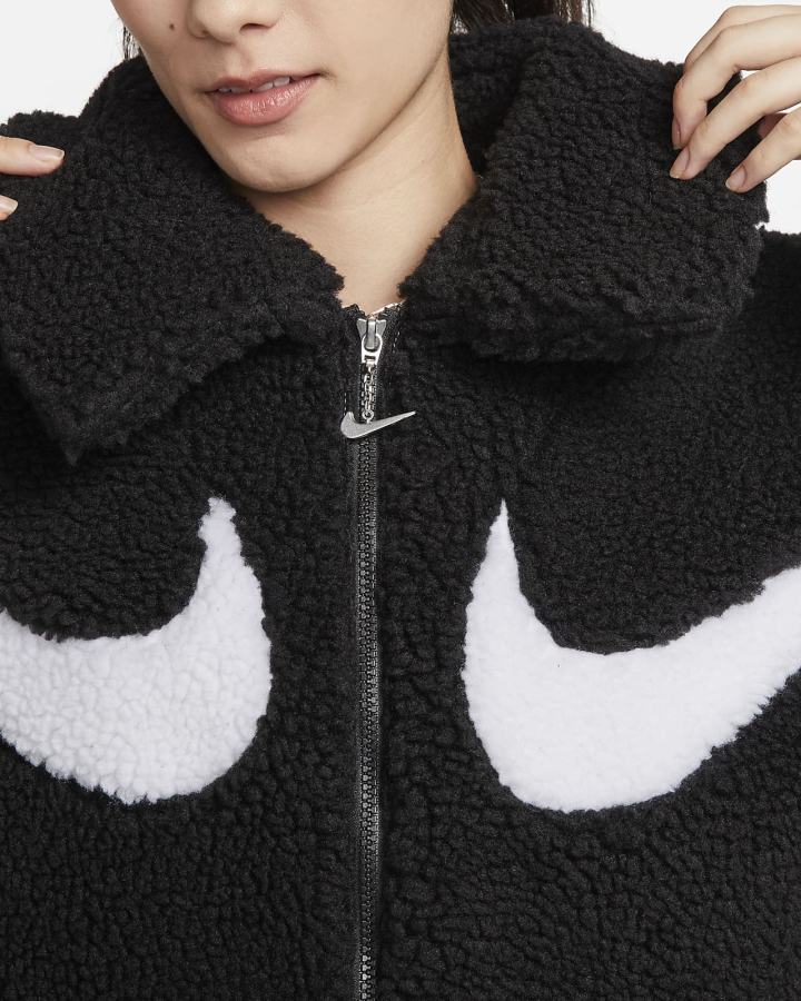 Chaquetas Nike Sportswear Swoosh Full-Zip Mujer Negras Blancas | BRSCA-6285