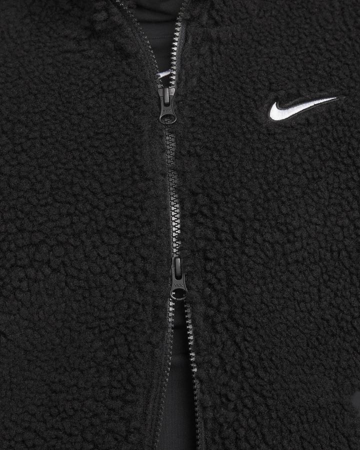 Chaquetas Nike Sportswear Swoosh Plush Mujer Negras Blancas | BXKWC-7065
