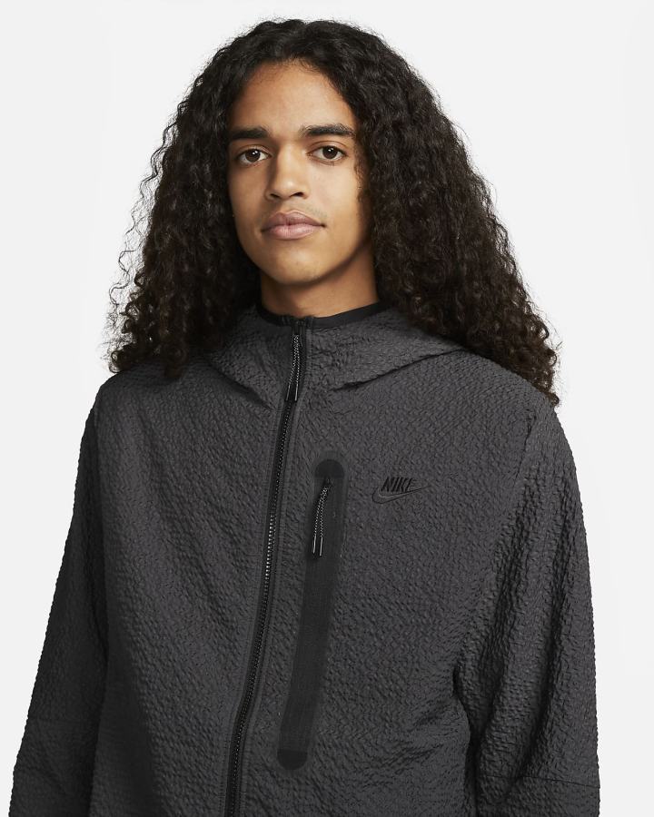 Chaquetas Nike Sportswear Tech Essentials Lined Woven Full-Zip Hooded Hombre Gris Oscuro | QCUZN-4620