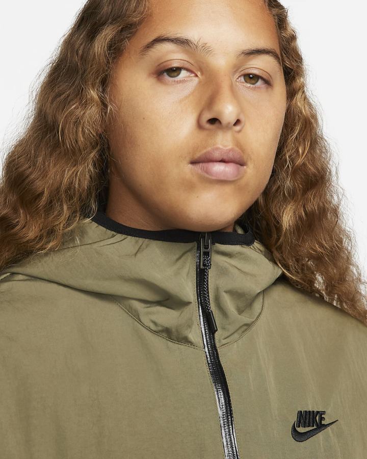 Chaquetas Nike Sportswear Tech Woven Full-Zip Lined Hooded Hombre Verde Oliva Negras | CIJAP-6830