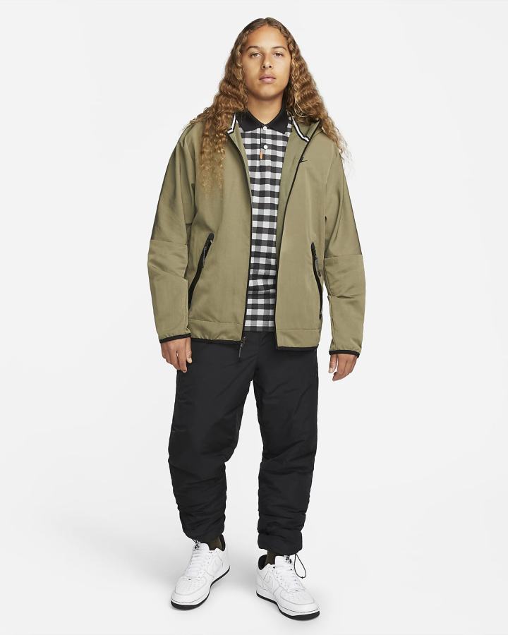 Chaquetas Nike Sportswear Tech Woven Full-Zip Lined Hooded Hombre Verde Oliva Negras | CIJAP-6830